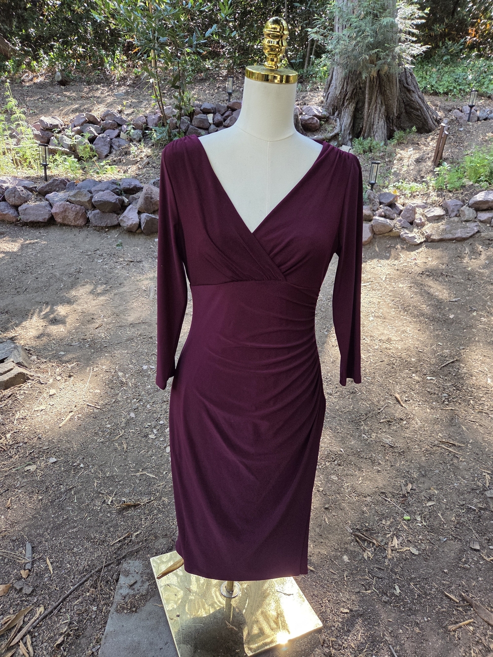 Lauren Ralph Lauren Womens Elegant V-Neck Burgundy Wrap Dress Size 6